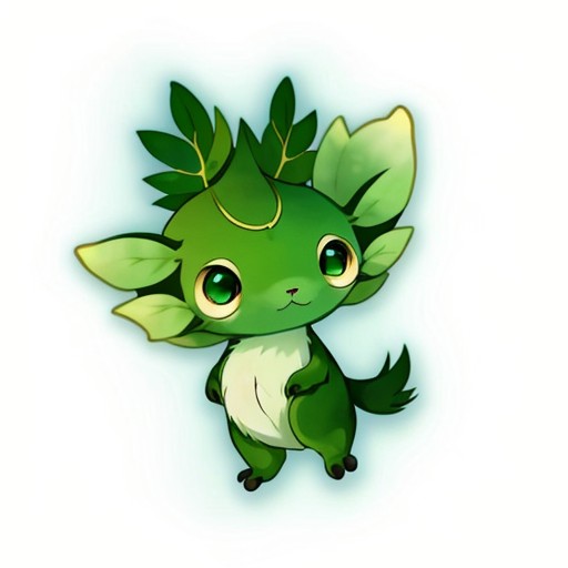 フォレストスピリットの幼体。葉っぱの体に大きな緑の瞳